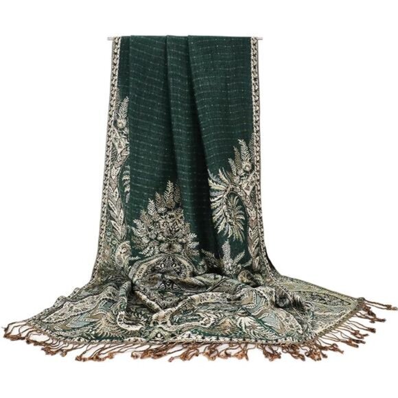 Silky Paisley Pashmina Shawl Scarf-Women's Soft Double-side Jacquard - Picture 3 of 6